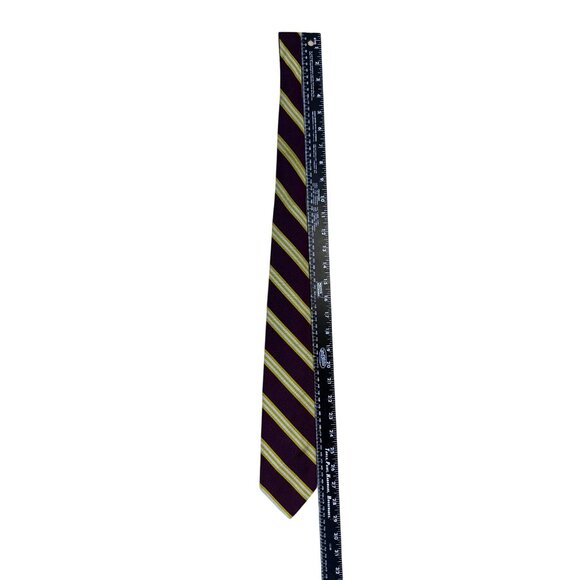 Vintage Brooks Brothers Purple Silk Striped Tie With Yellow & White Accents - Picture 6 of 7